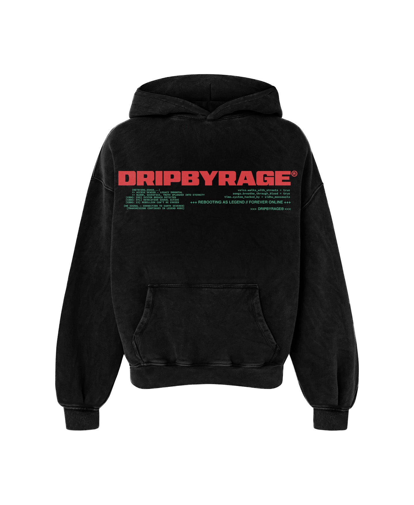 REBEL PROTOCOL OVERSIZED FADED HOODIE