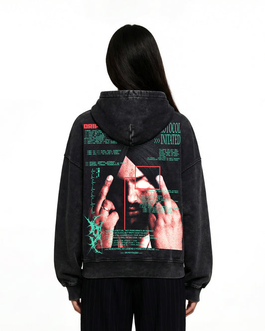 REBEL PROTOCOL OVERSIZED FADED HOODIE