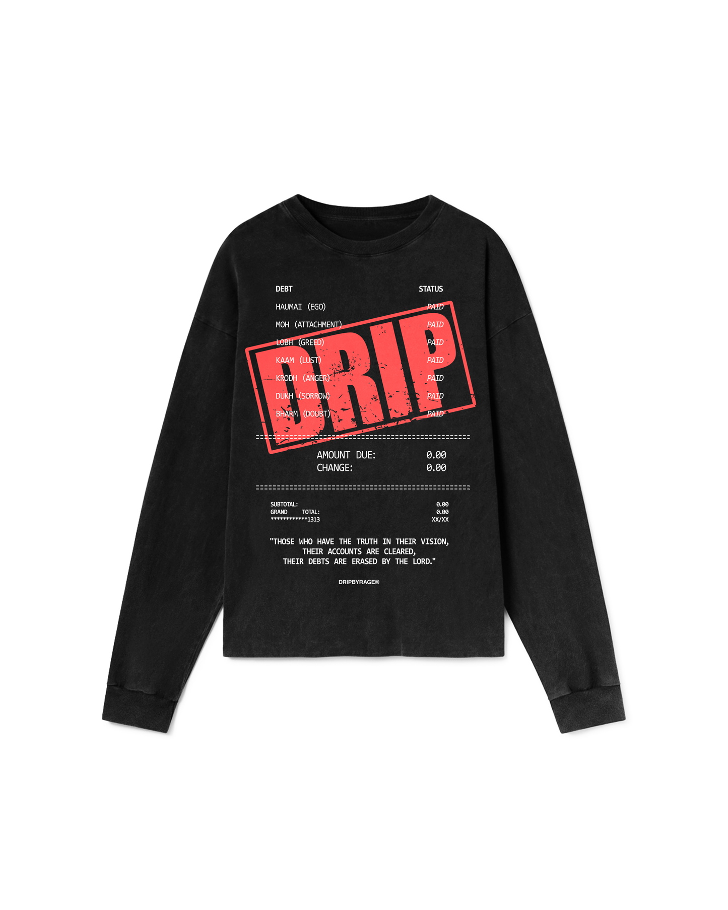 DEBTS OVERSIZED FADED LONG SLEEVE