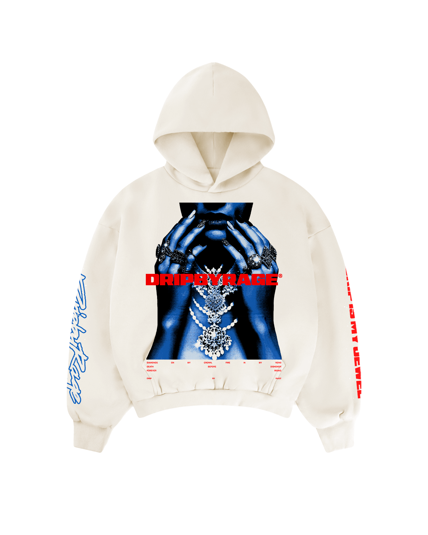 DRIP IS MY JEWEL BLUE BIG PRINT BOXY HOODIE