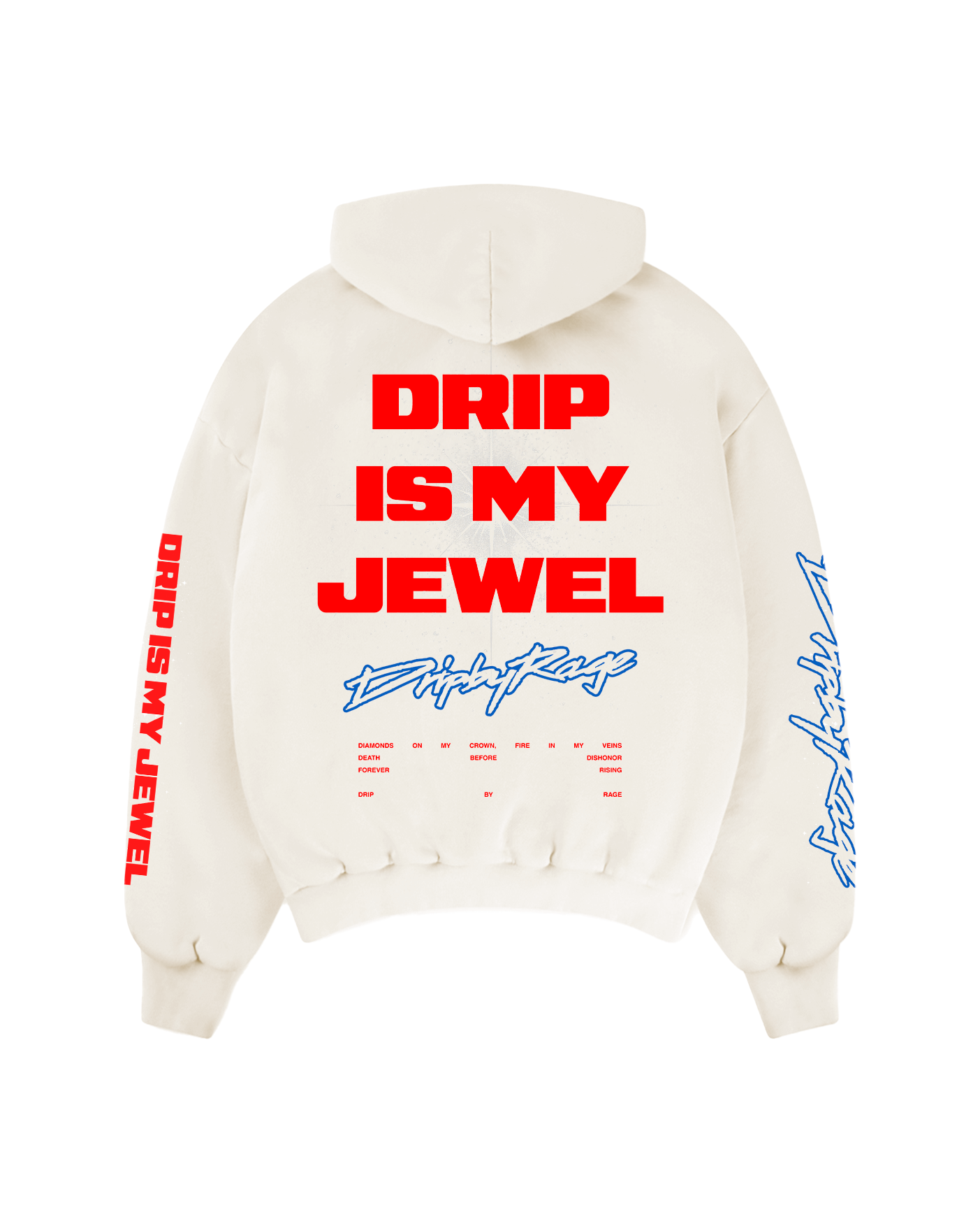 DRIP IS MY JEWEL BLUE BIG PRINT BOXY HOODIE