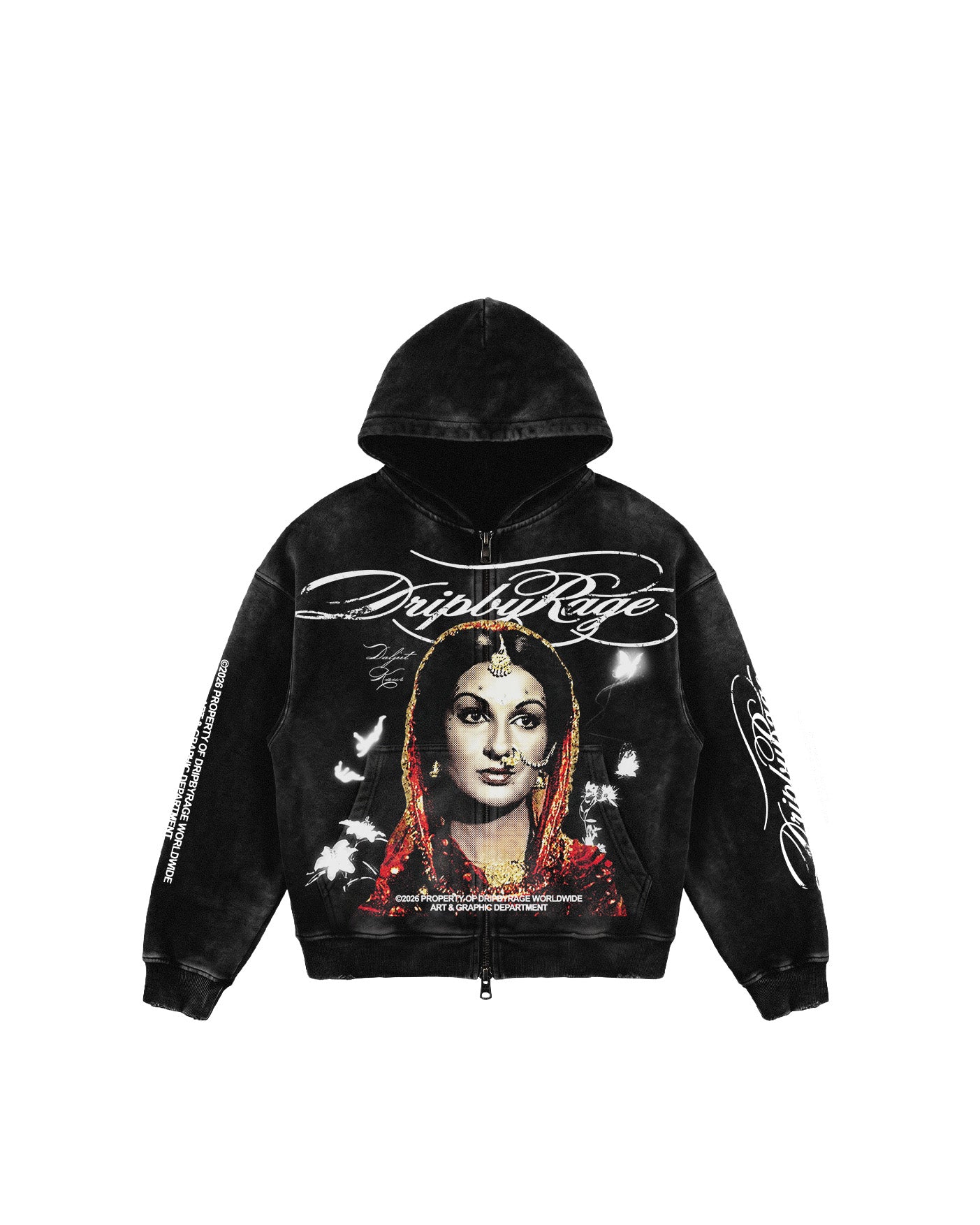 HUSAN OVERSIZED FADED ZIP-UP HOODIE