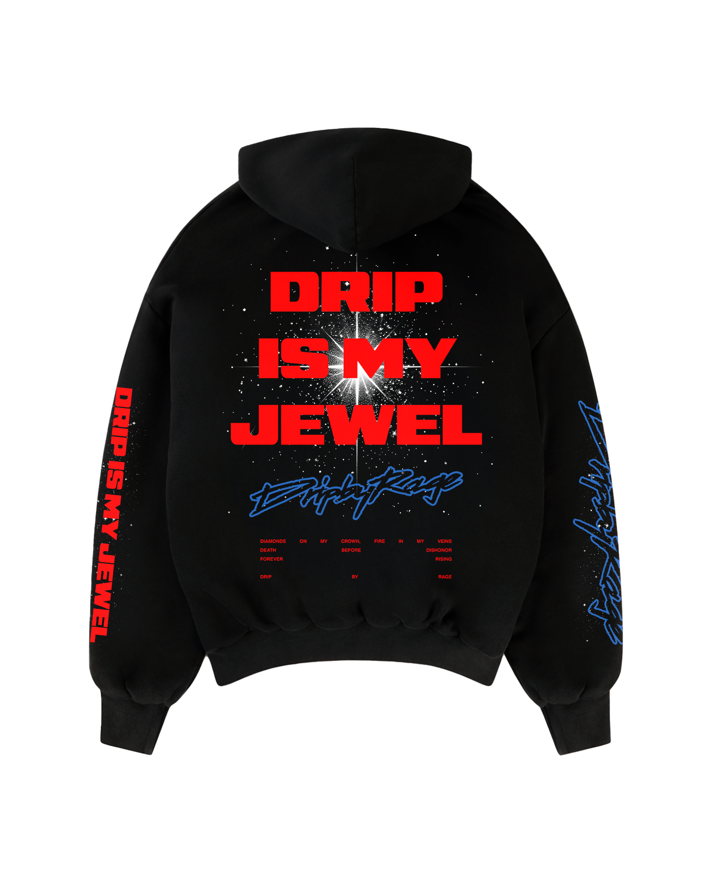 DRIP IS MY JEWEL BLUE BIG PRINT BOXY HOODIE
