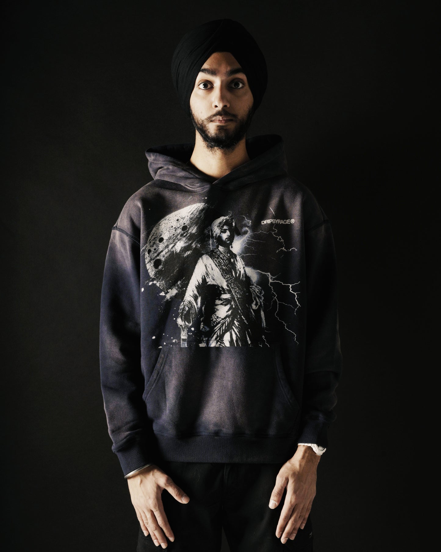 MOONLIGHT OVERSIZED PREMIUM FADED HOODIE BLUE