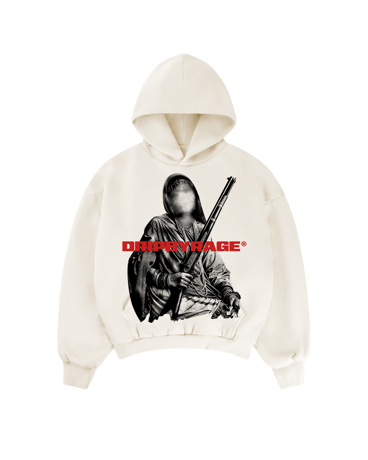 GANGSTER QUEEN V3 BIG PRINT SUN FADED BOXY HOODIE