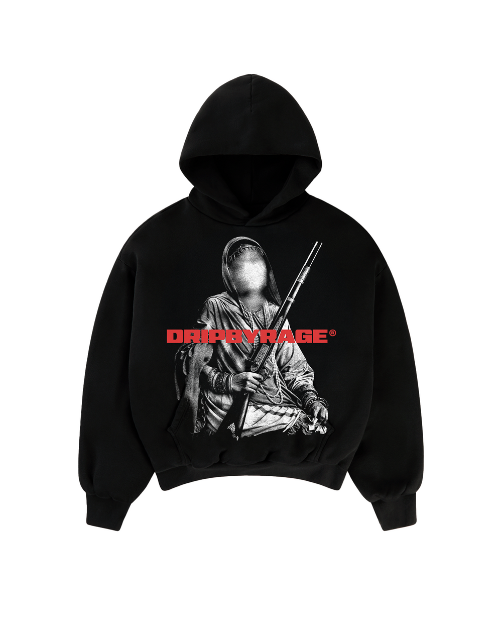 GANGSTER QUEEN V3 BIG PRINT SUN FADED BOXY HOODIE