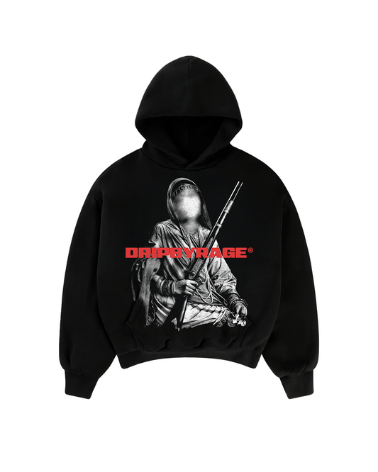 GANGSTER QUEEN V3 BIG PRINT SUN FADED BOXY HOODIE