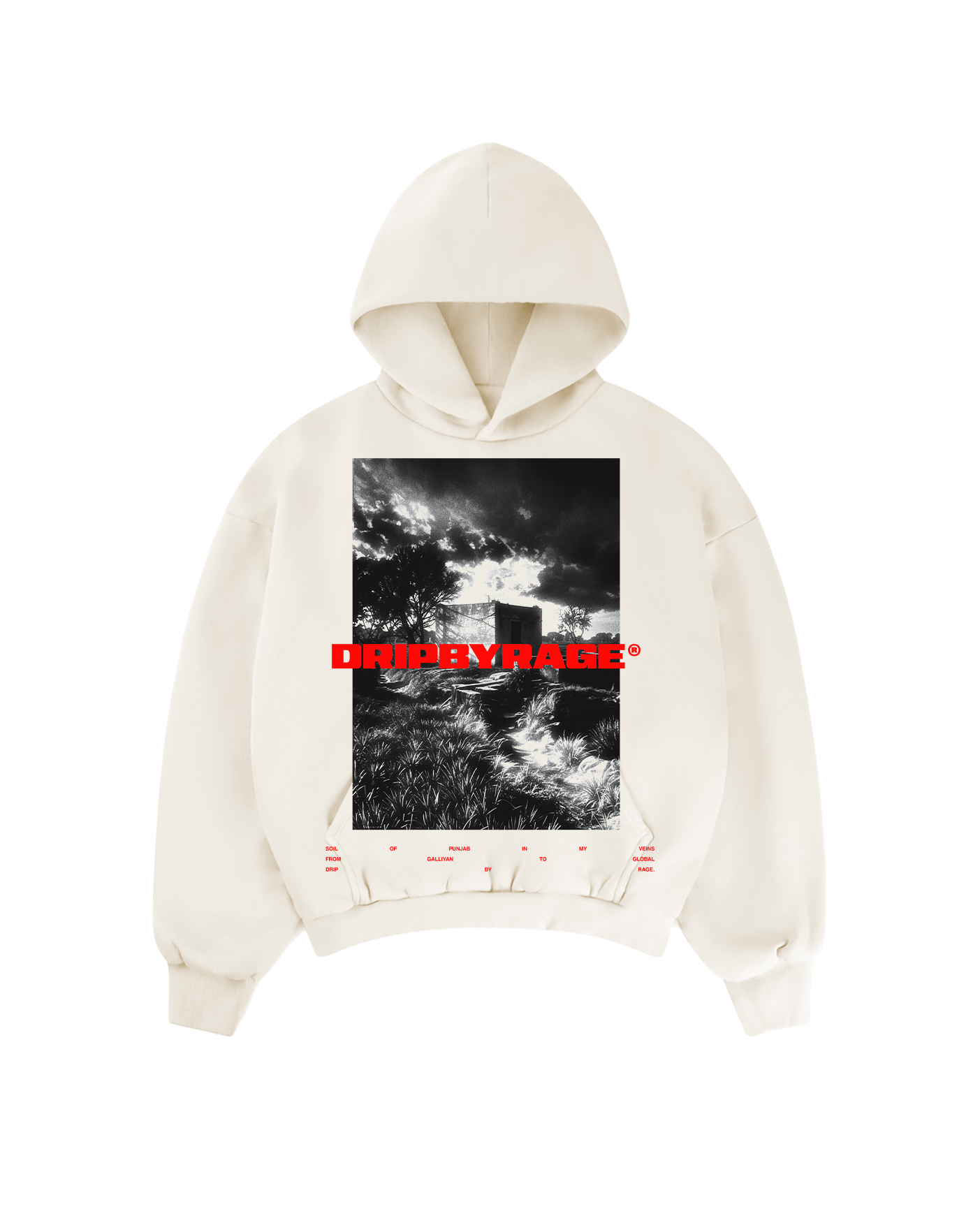PIND LIFE BIG PRINT SUN FADED BOXY HOODIE