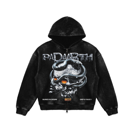 BLACK HEAVEN FADED ZIP-UP HOODIE