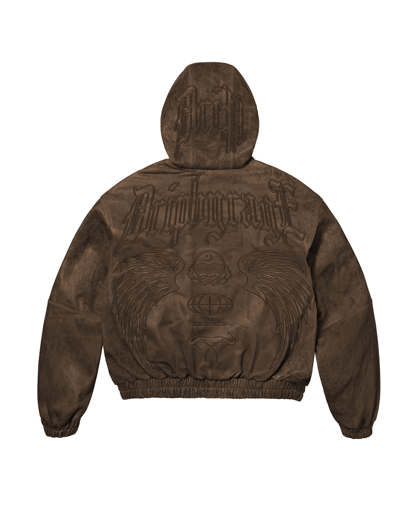 Mocha Washed Leather Hoodie Jacket