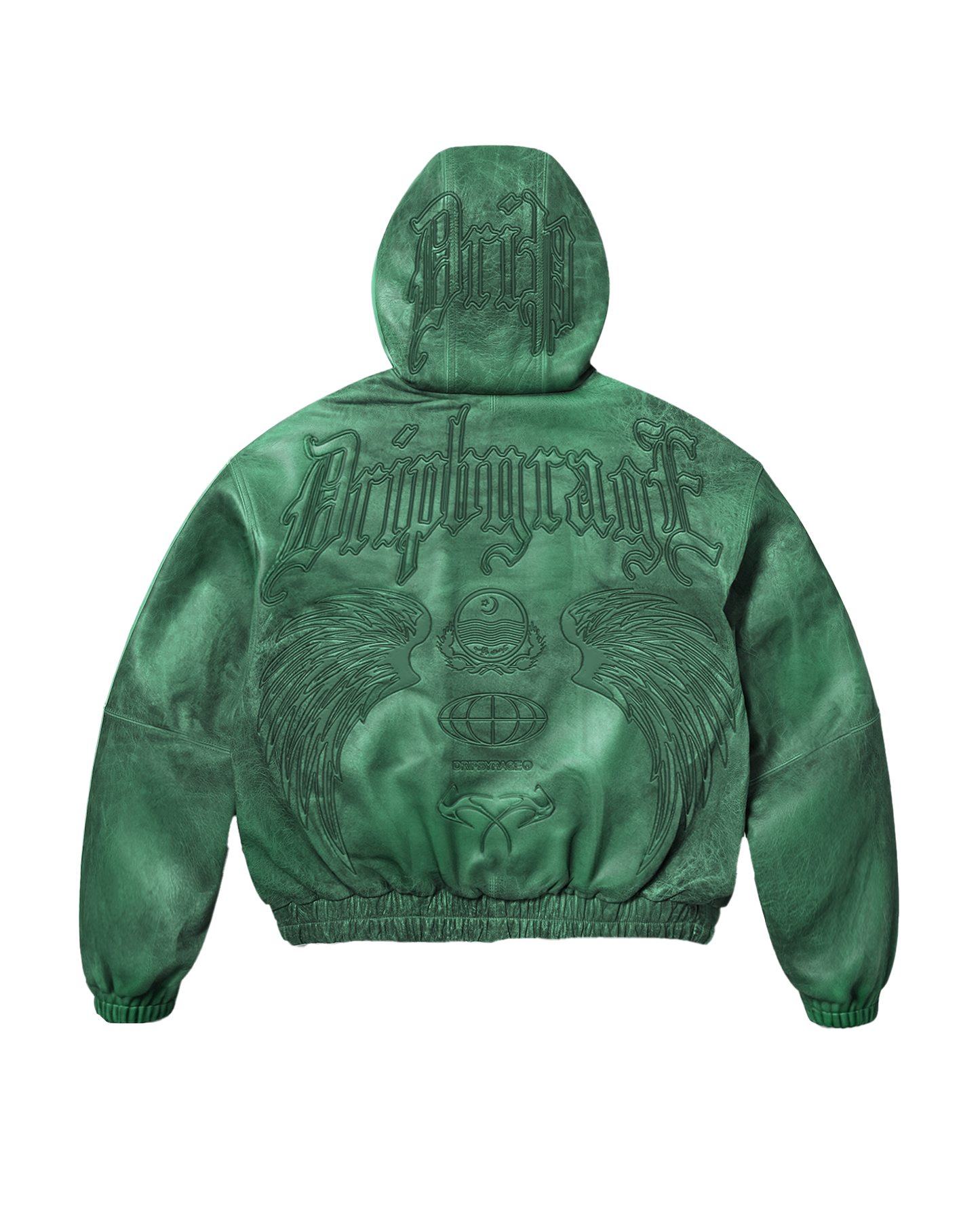 Emerald Washed Leather Hoodie Jacket