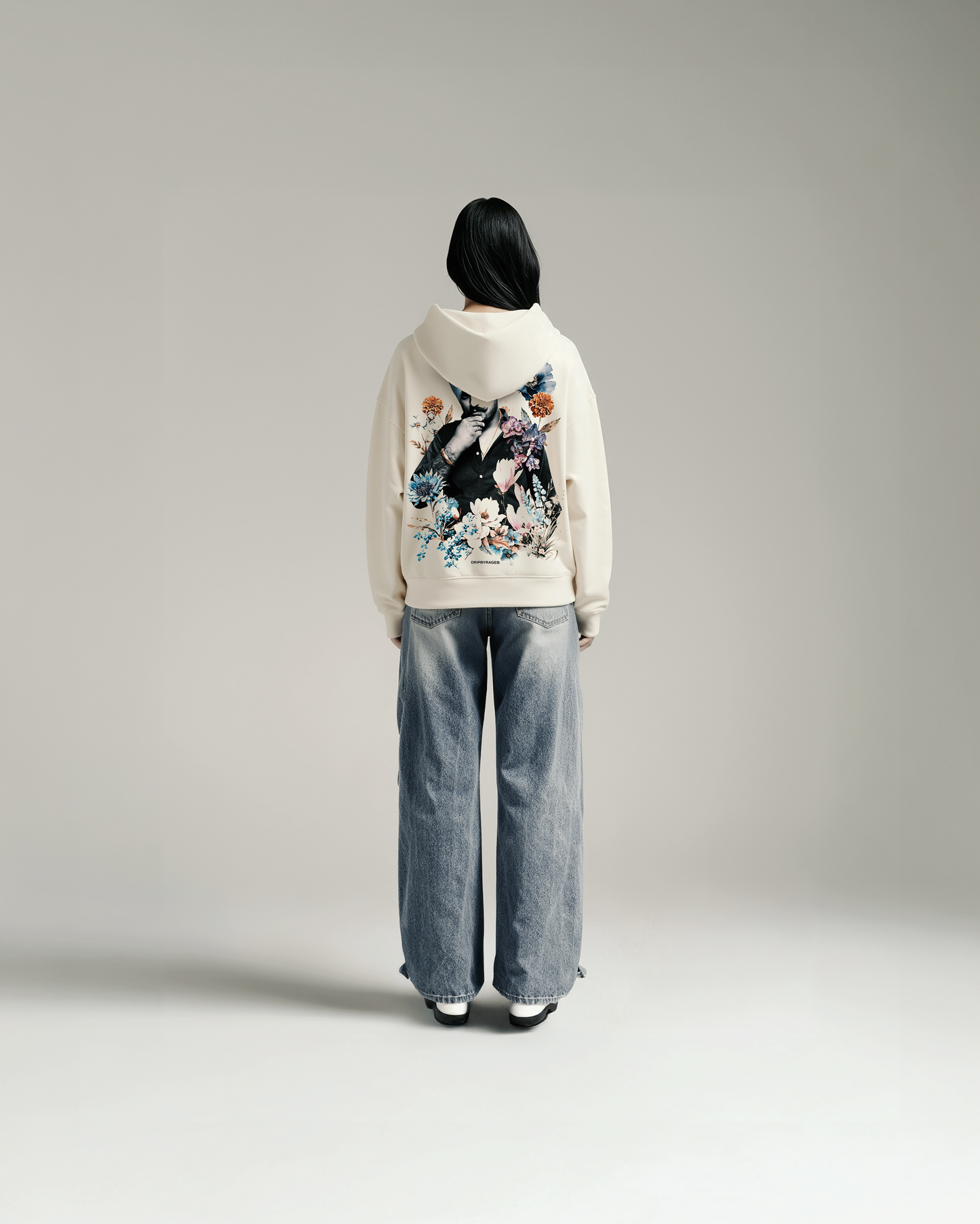 SIDHU FLOWERS SUN FADED BOXY HOODIE