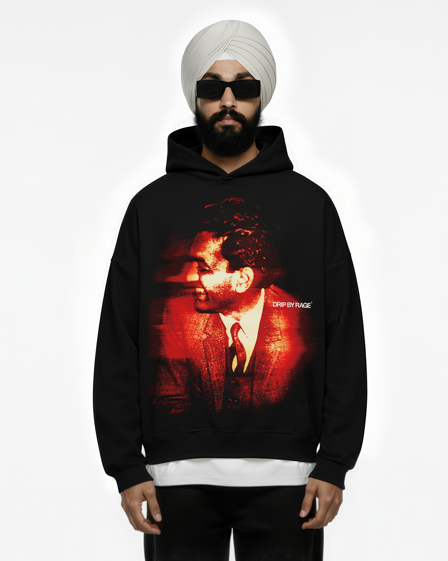 SHIV KUMAR BATALVI BIG PRINT SUN FADED BOXY HOODIE