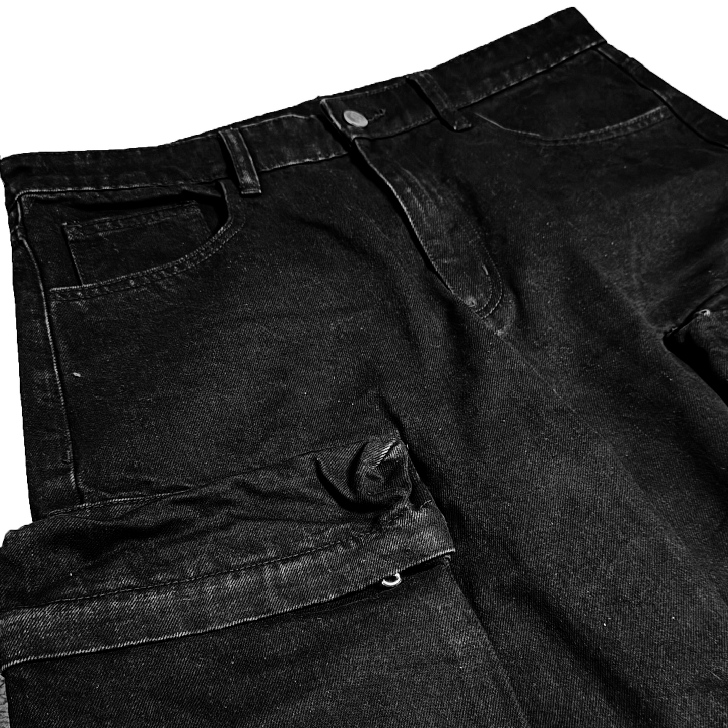 WASHED BLACK CARGO DENIM