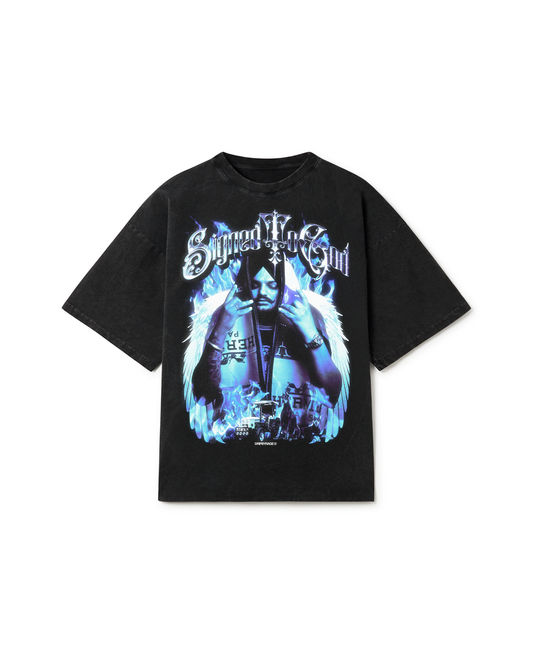 SIGNED TO GOD OVERSIZED FADED T-SHIRT BLACK