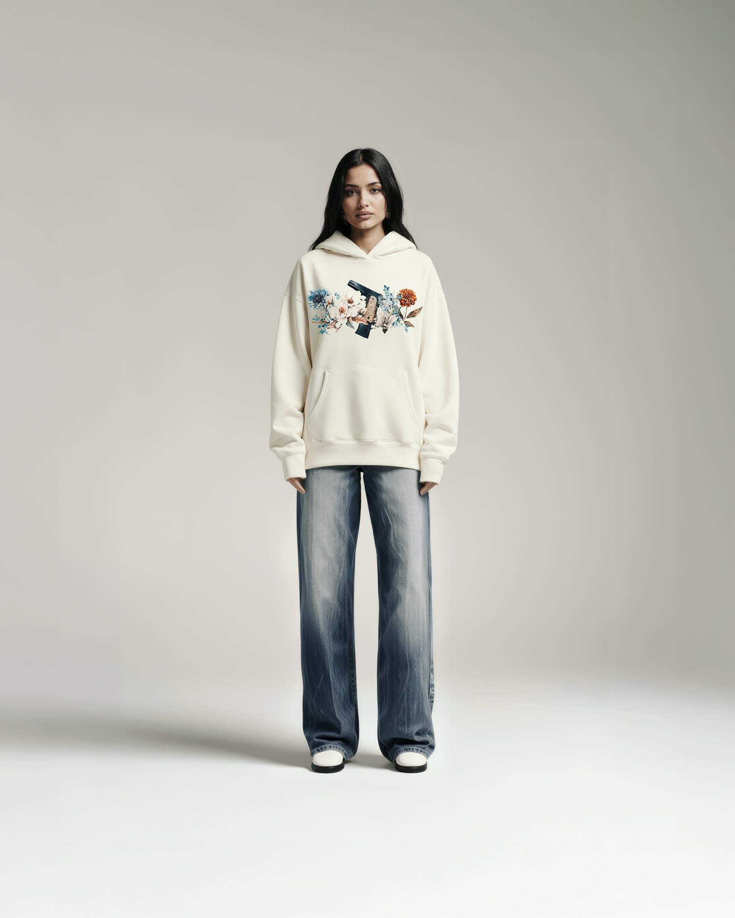 SIDHU FLOWERS SUN FADED BOXY HOODIE