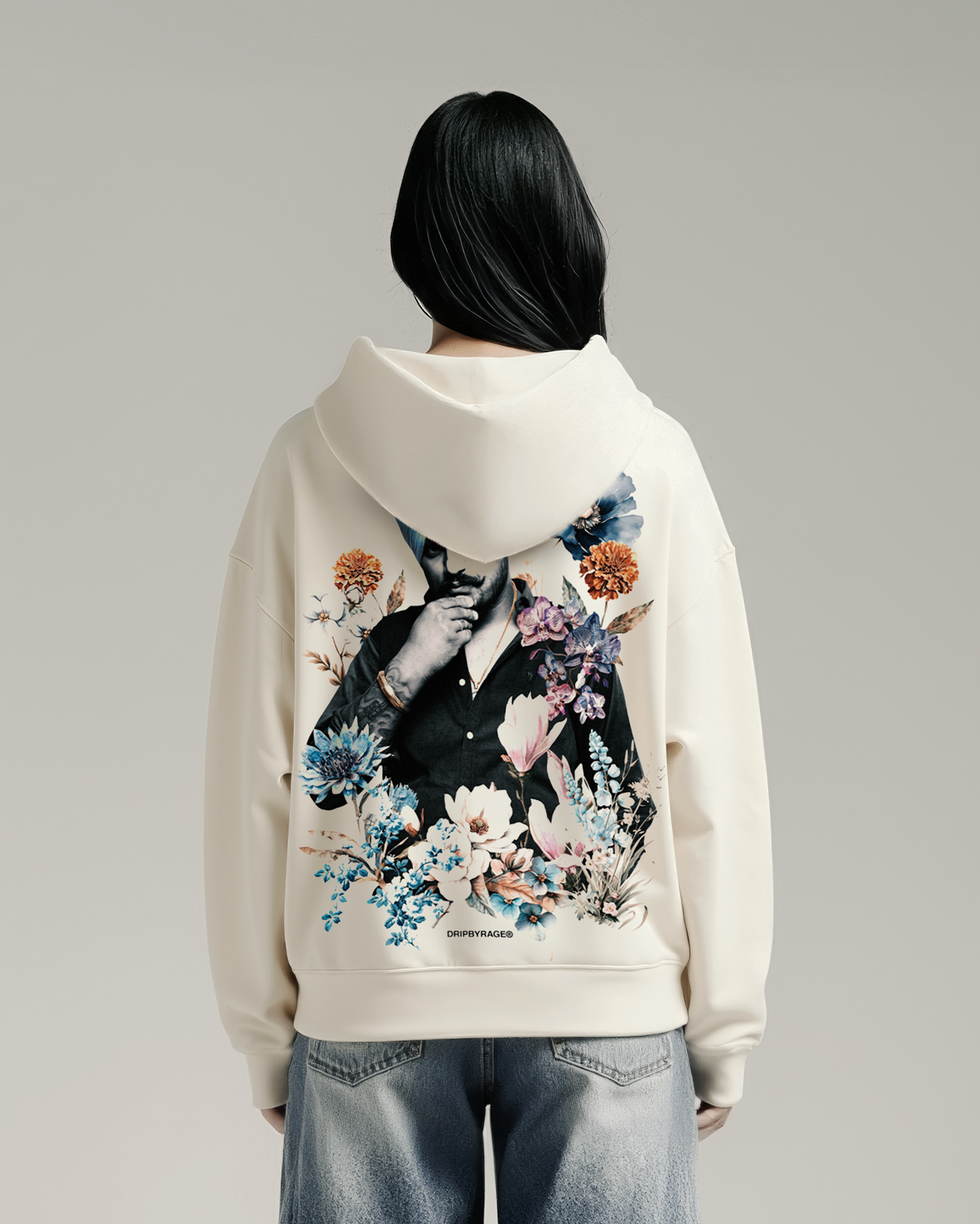SIDHU FLOWERS SUN FADED BOXY HOODIE