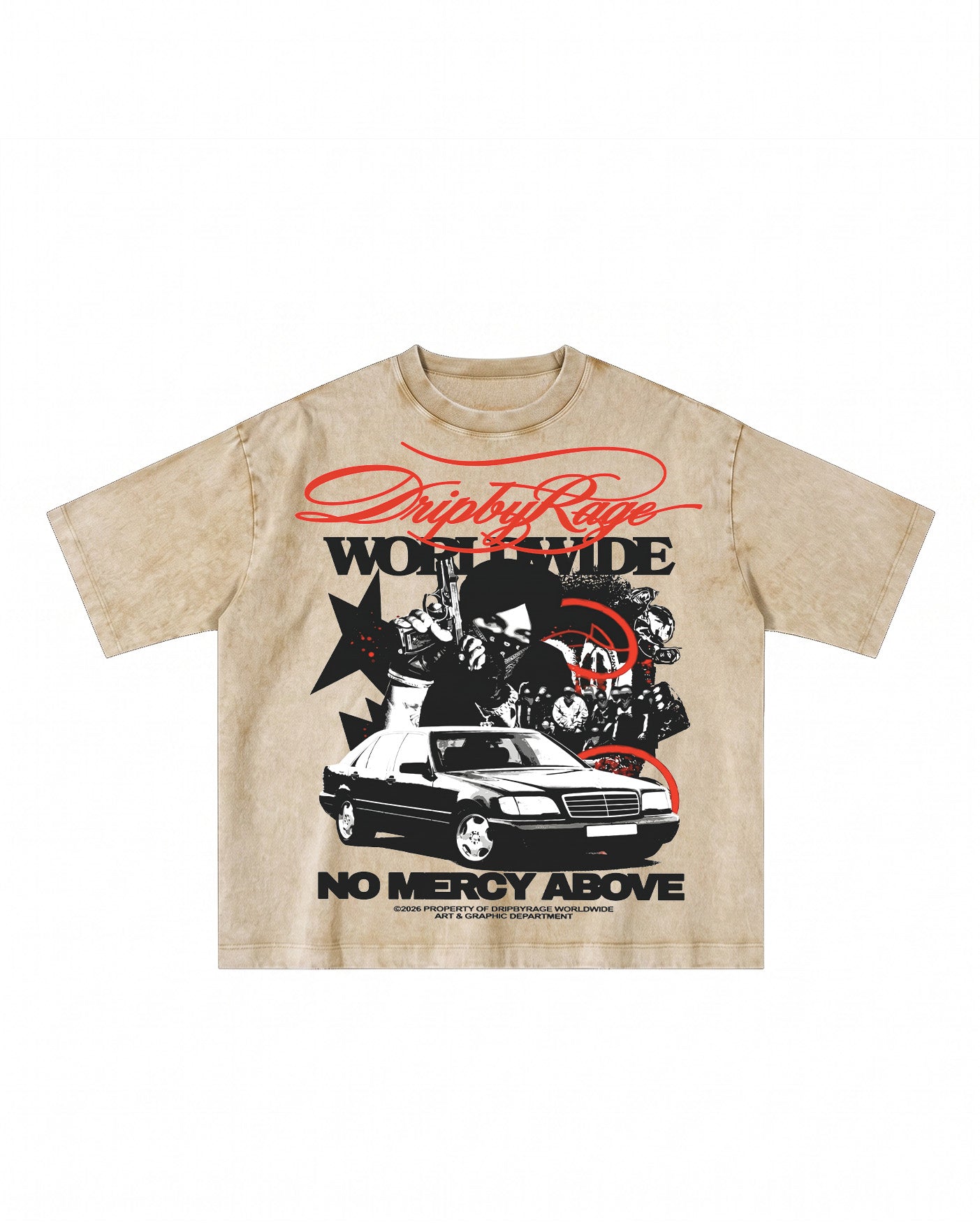 NO MERCY ABOVE OVERSIZED STONE WASH T-SHIRT