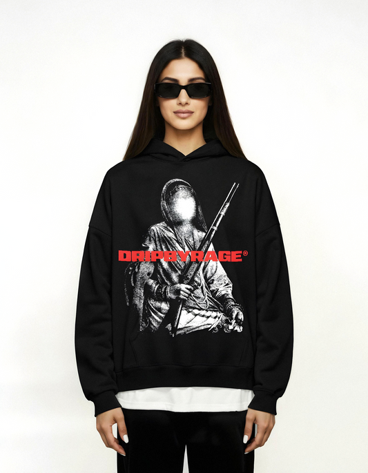 GANGSTER QUEEN V3 BIG PRINT SUN FADED BOXY HOODIE