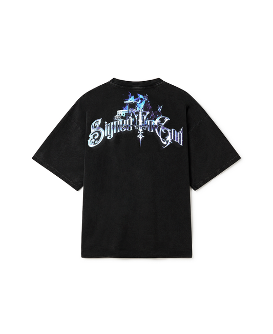 SIGNED TO GOD OVERSIZED FADED T-SHIRT BLACK