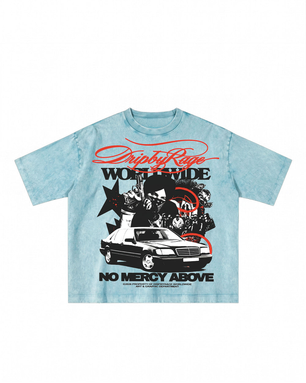 NO MERCY ABOVE OVERSIZED STONE WASH T-SHIRT