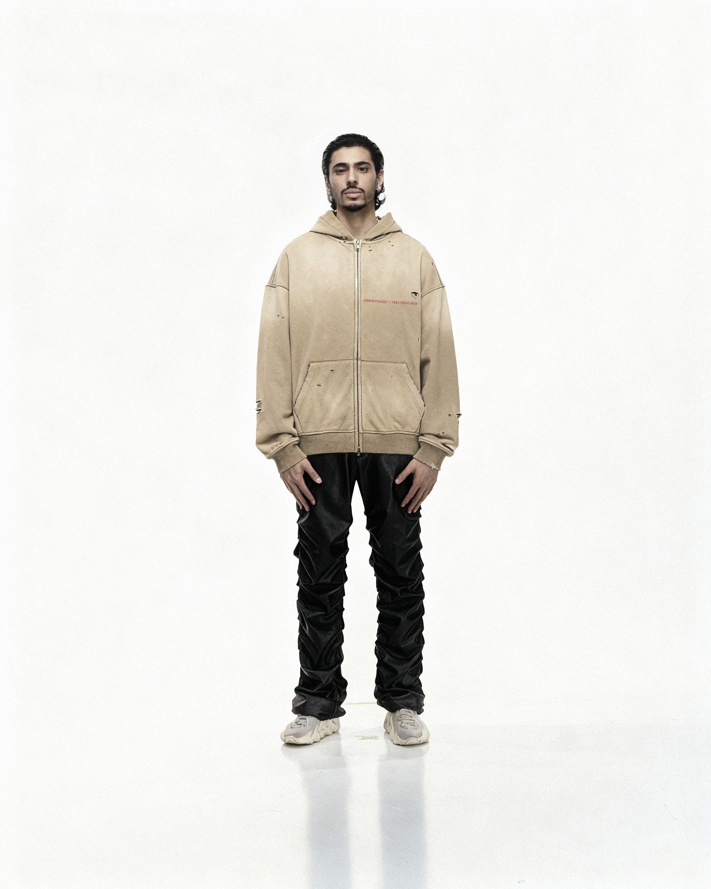 HERITAGE DISTRESSED SUN FADED ZIP UP HOODIE