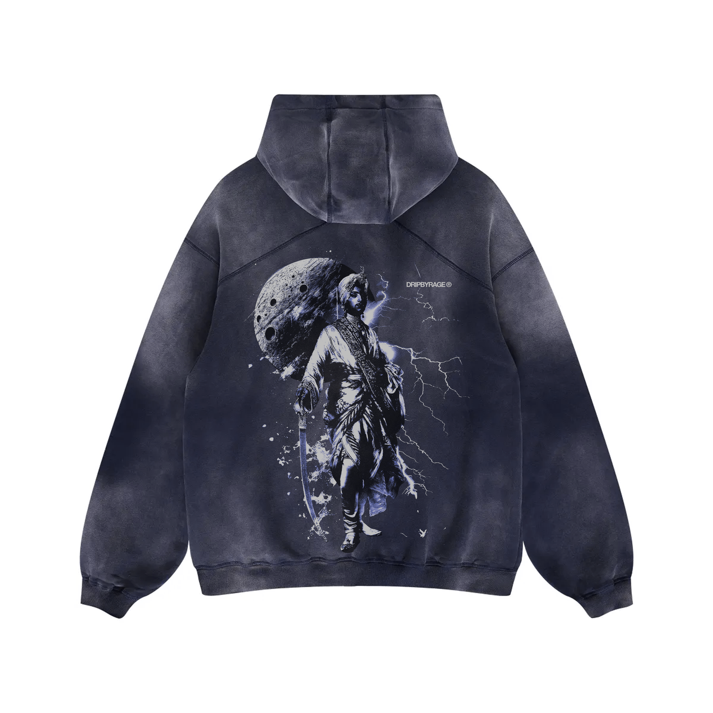 MOONLIGHT OVERSIZED PREMIUM FADED HOODIE BLUE