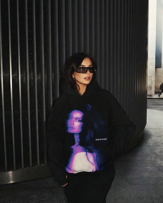 REKHA BIG PRINT SUN FADED BOXY HOODIE