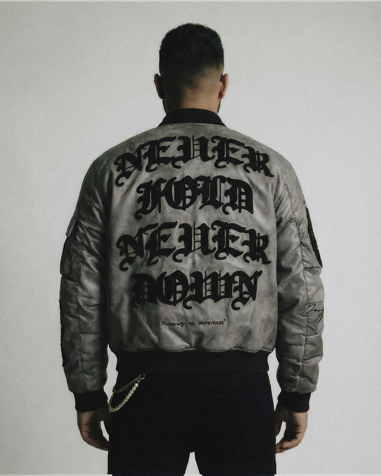 Never Fold Bomber Leather Jacket
