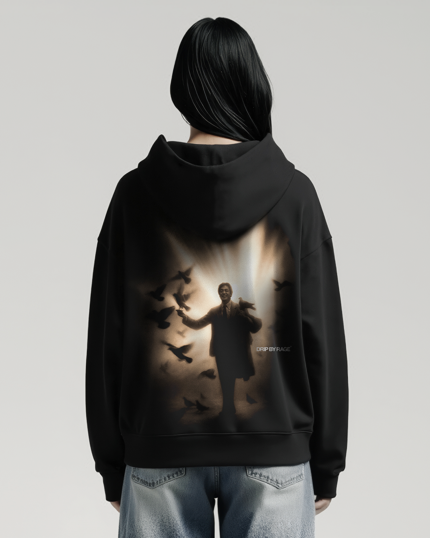 SHIV BIRDS SUN FADED BOXY HOODIE