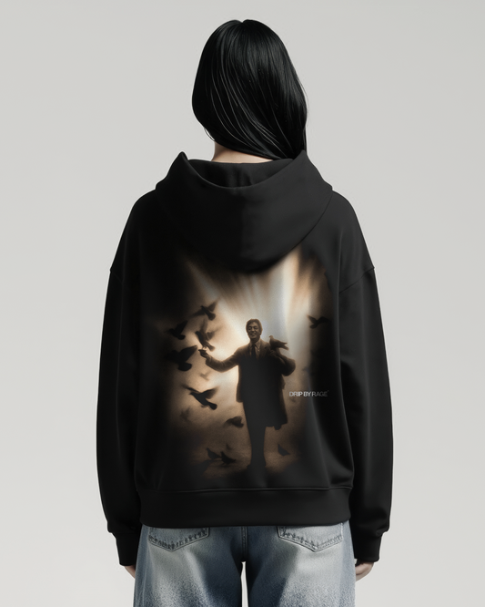 SHIV BIRDS SUN FADED BOXY HOODIE