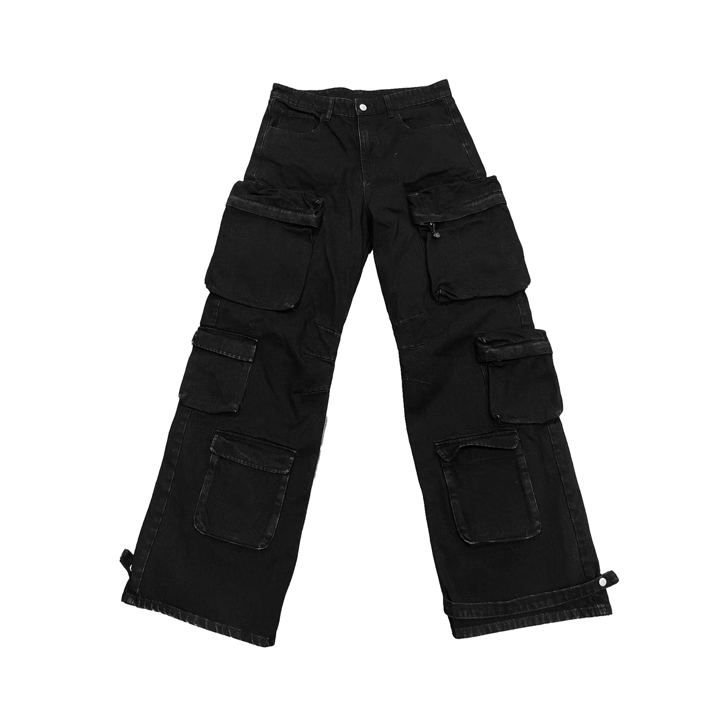 WASHED BLACK CARGO DENIM
