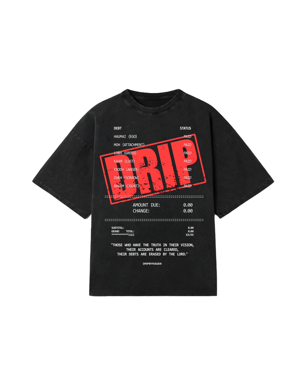 DEBTS OVERSIZED FADED T-SHIRT