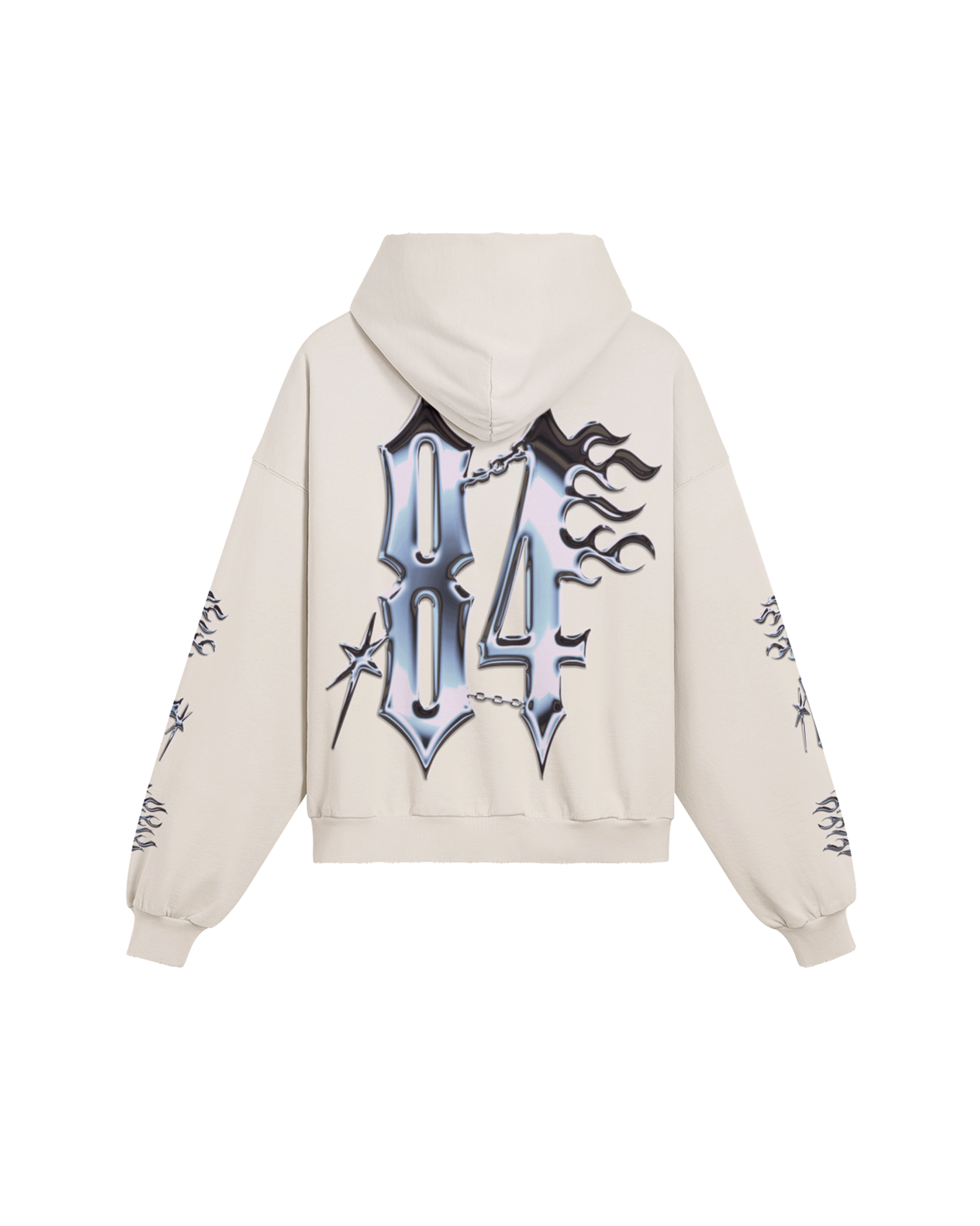 CHROME OF 84 DRIP BOXY DISTRESSED HOODIE