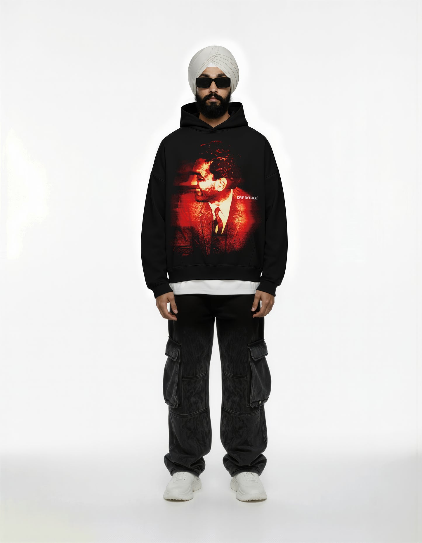 SHIV KUMAR BATALVI BIG PRINT SUN FADED BOXY HOODIE