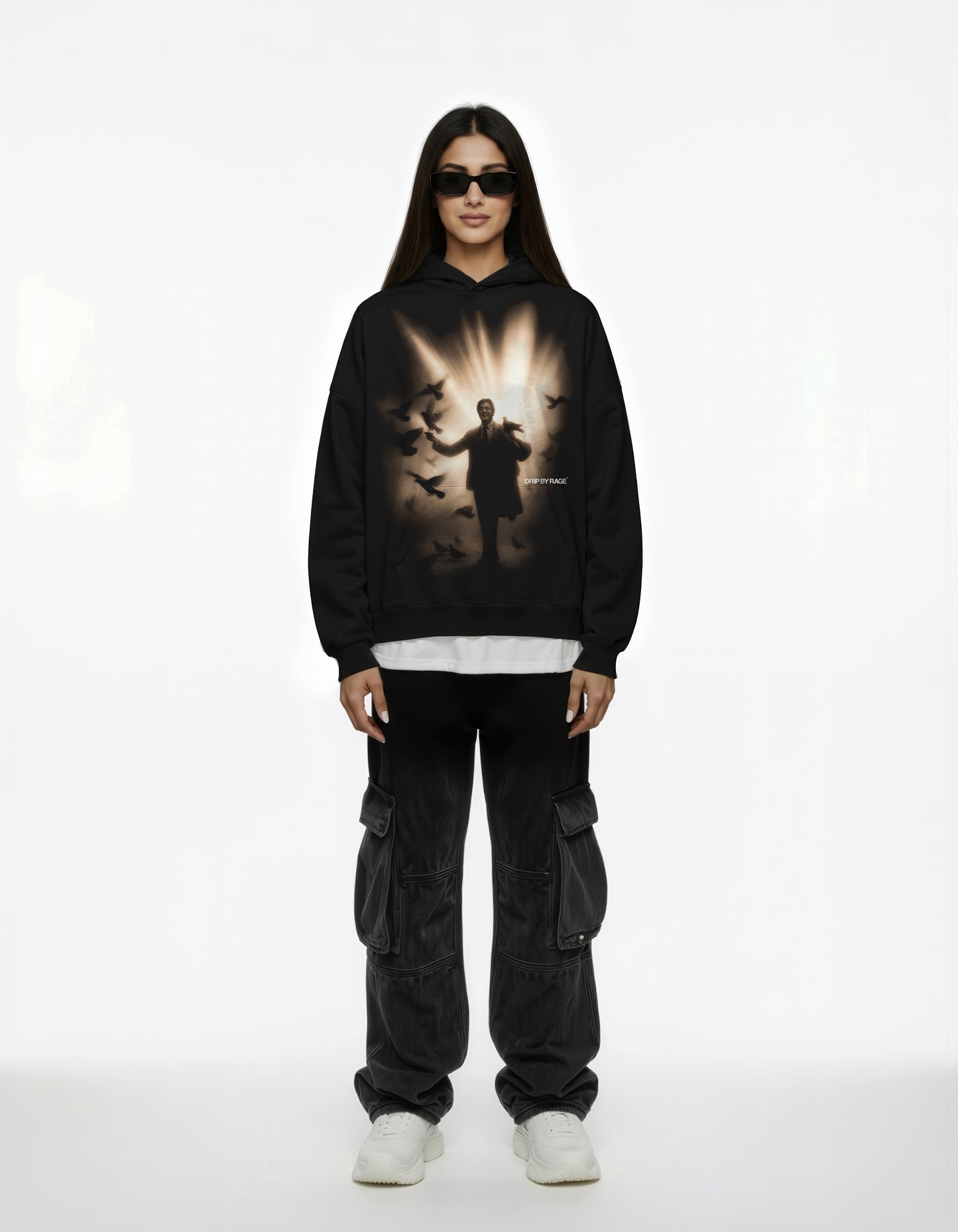 SHIV BIRDS BOXY BIG PRINT HOODIE