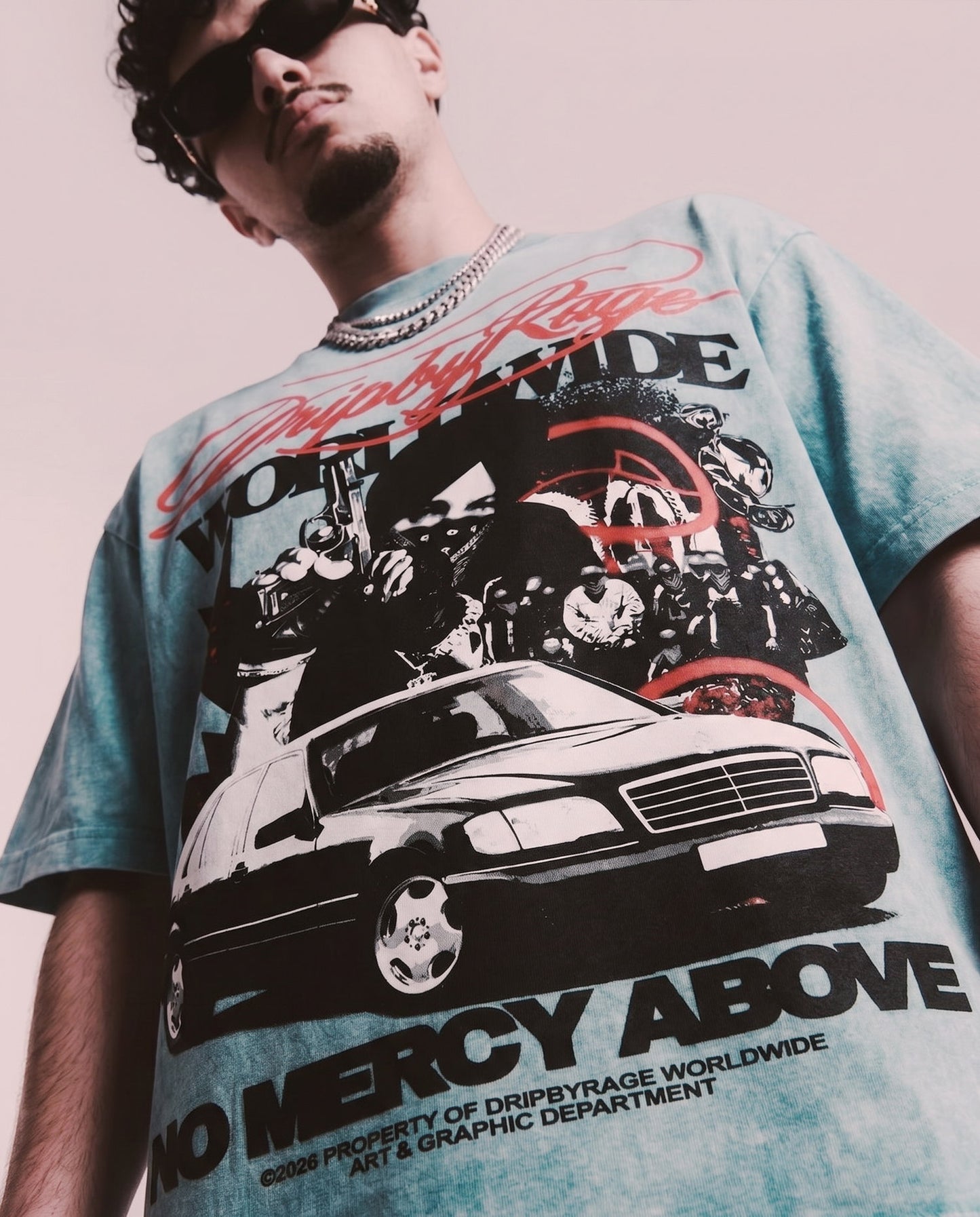NO MERCY ABOVE OVERSIZED STONE WASH T-SHIRT