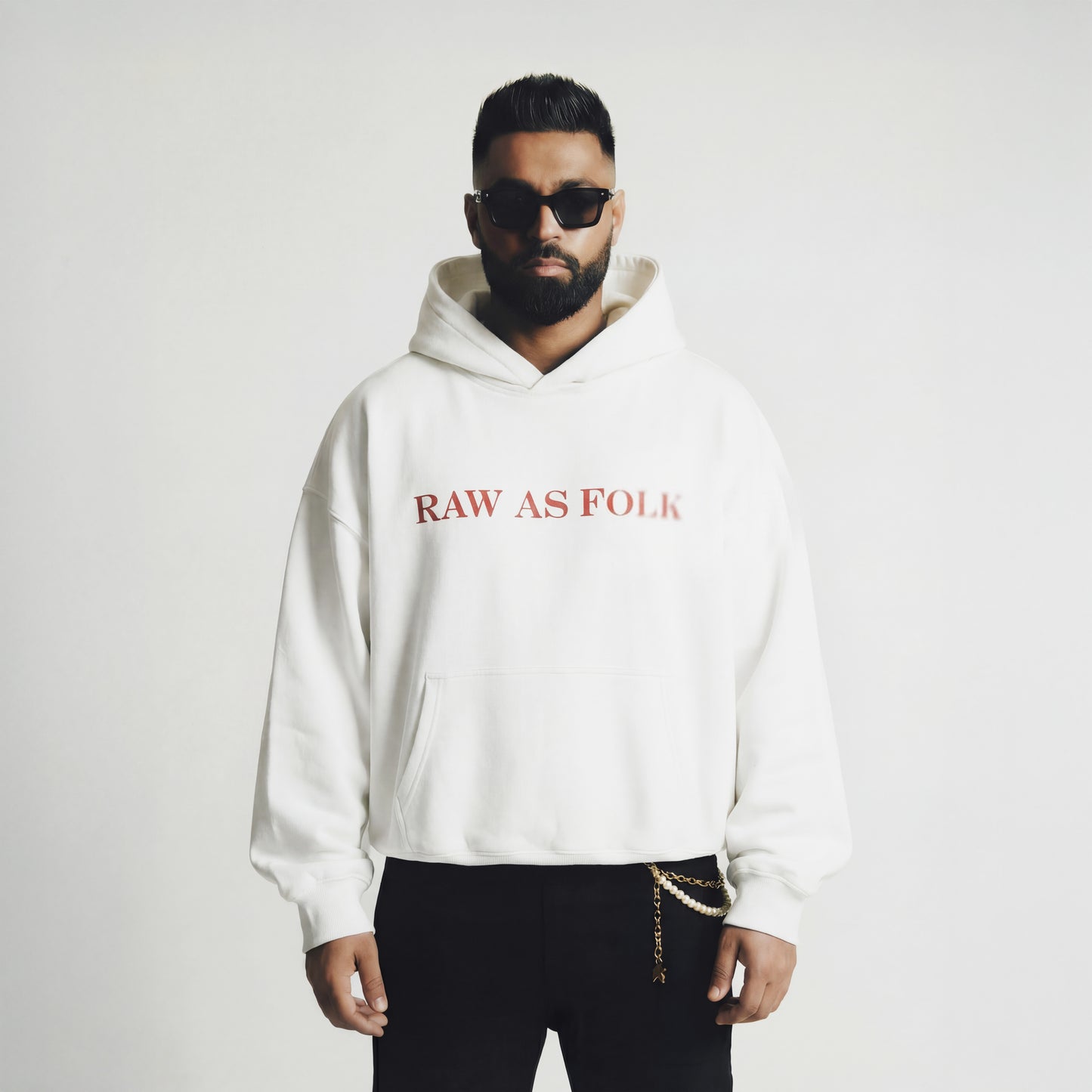 RAW AF BOXY HOODIE WHITE
