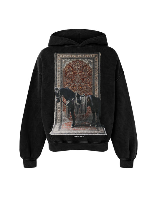 ROYALTY BIG PRINT OVERSIZED FADED HOODIE