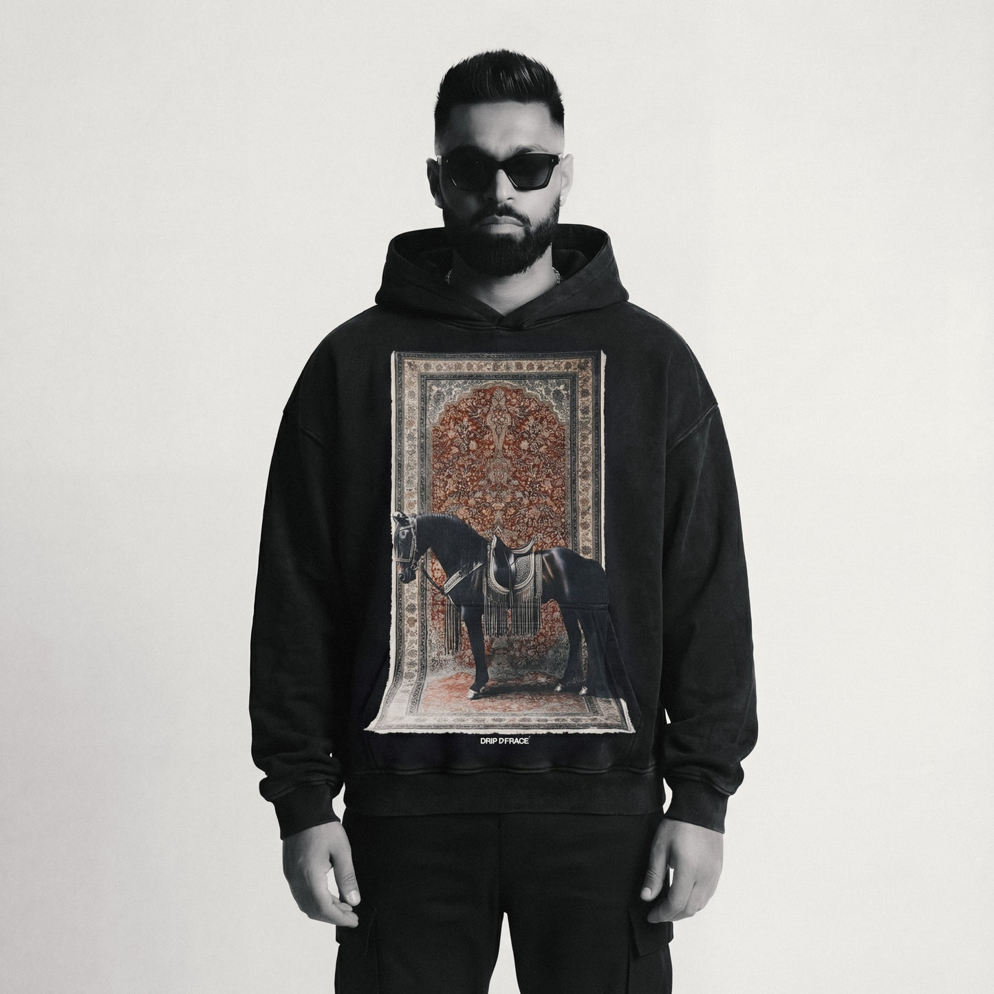 ROYALTY BIG PRINT OVERSIZED FADED HOODIE