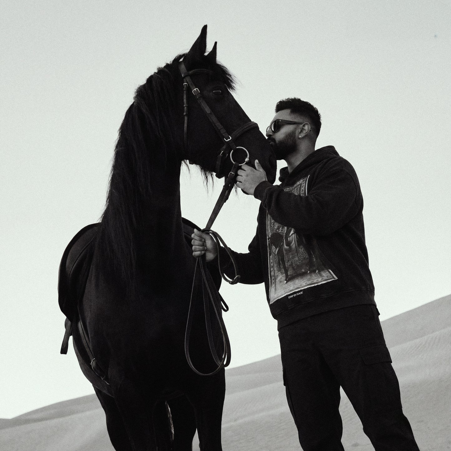 ROYALTY BIG PRINT OVERSIZED FADED HOODIE