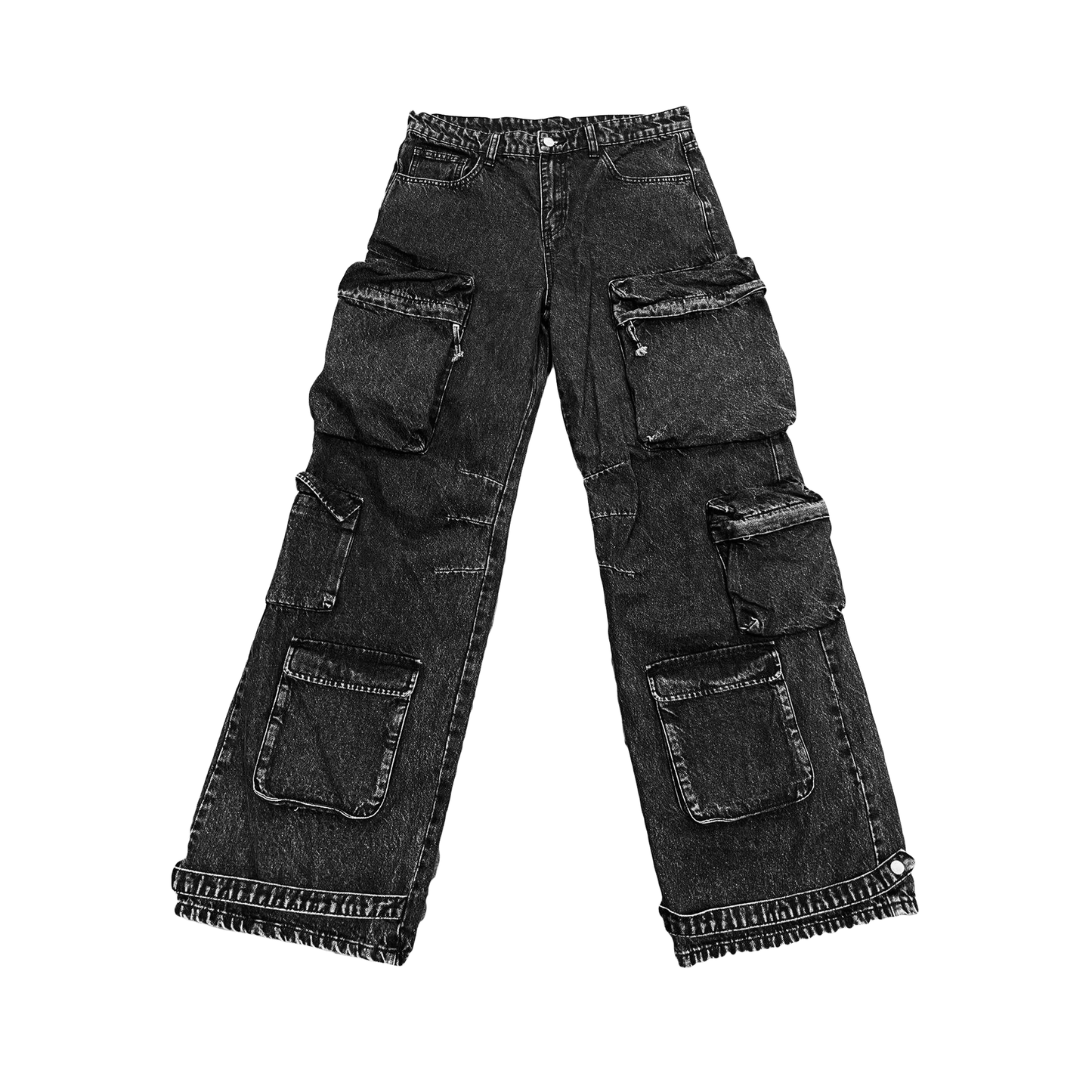 STONE WASHED CARGO DENIM