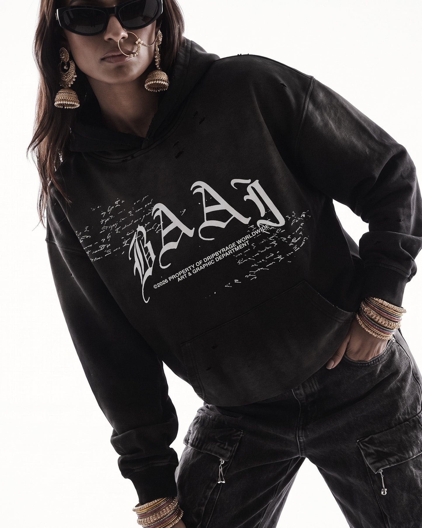 BAAJ DISTRESSED WASHED HOODIE