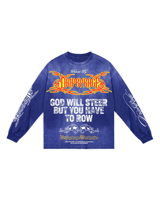 DOUBLE PRAYER FADED WASHED LONG SLEEVE T-SHIRT