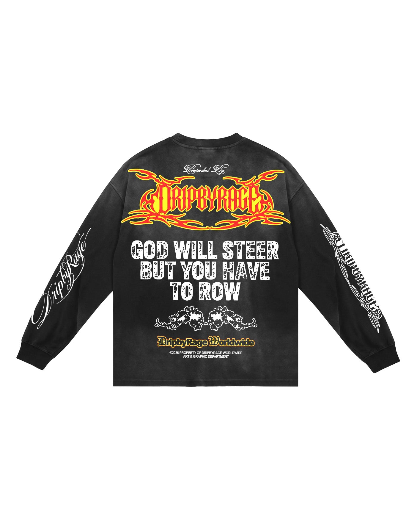 DOUBLE PRAYER FADED WASHED LONG SLEEVE T-SHIRT