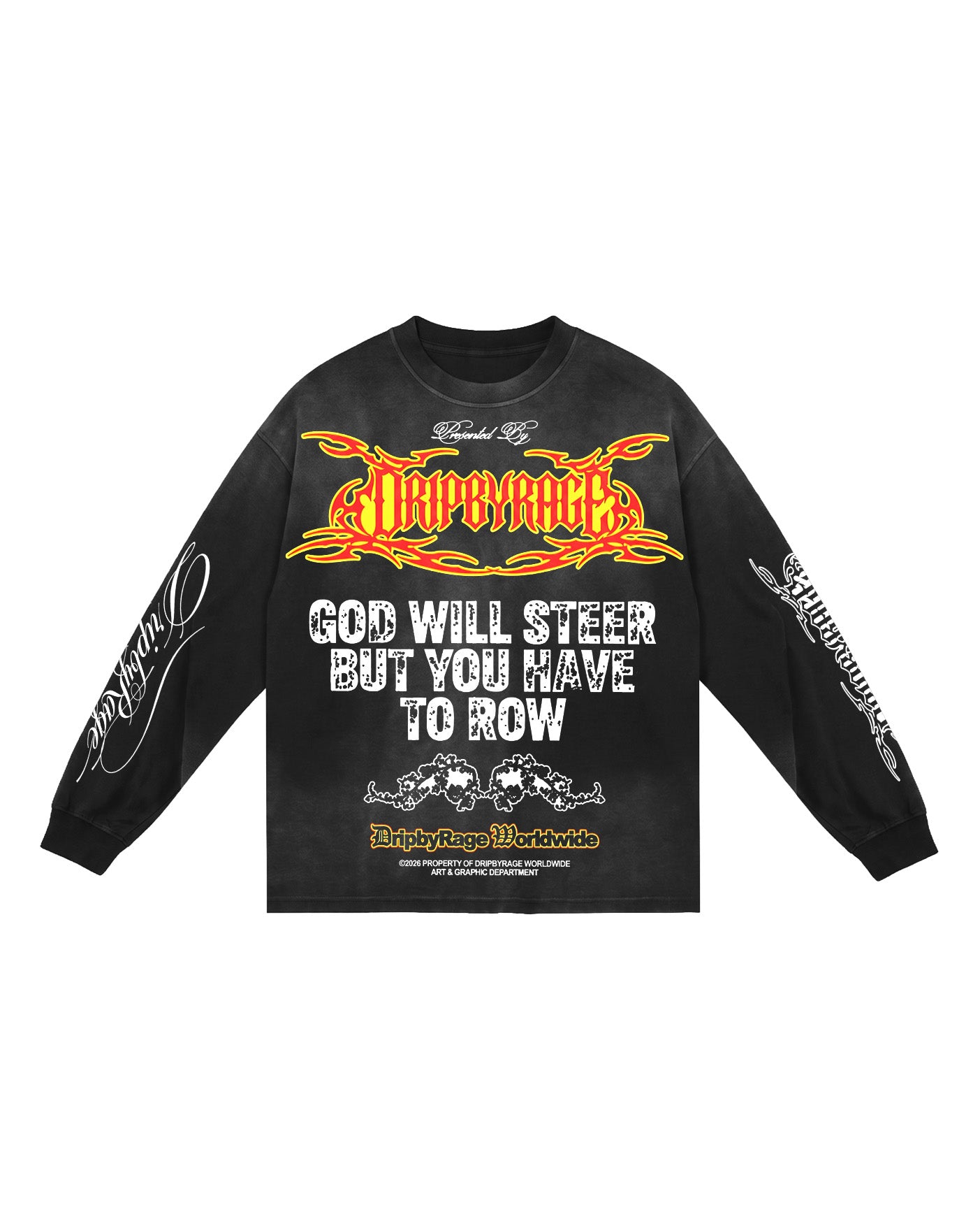 DOUBLE PRAYER FADED WASHED LONG SLEEVE T-SHIRT