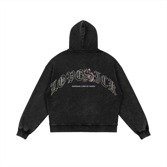 LOVESICK ZIP-UP FADED HOODIE
