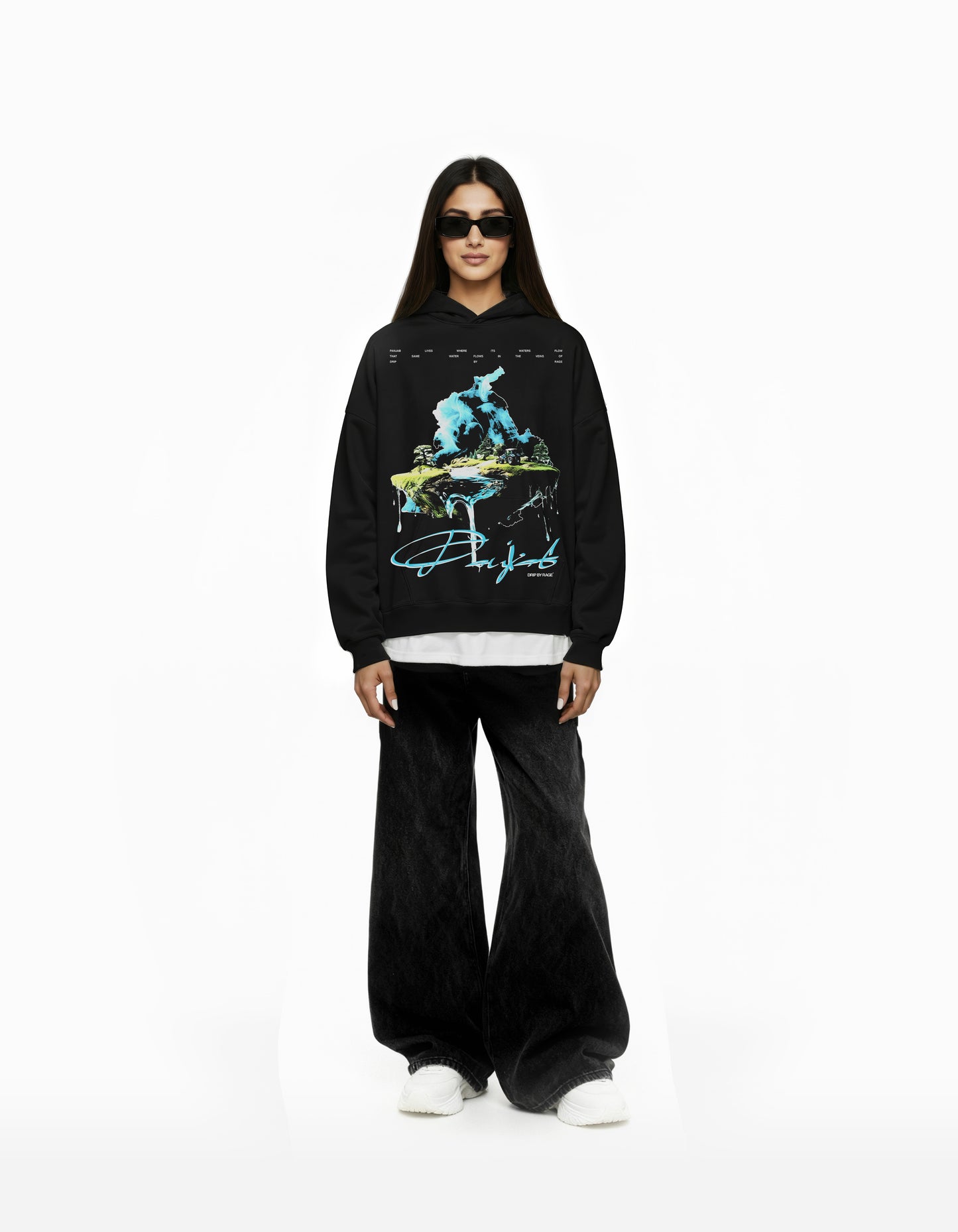 WATER OF PANJAB BIG PRINT BOXY HOODIE
