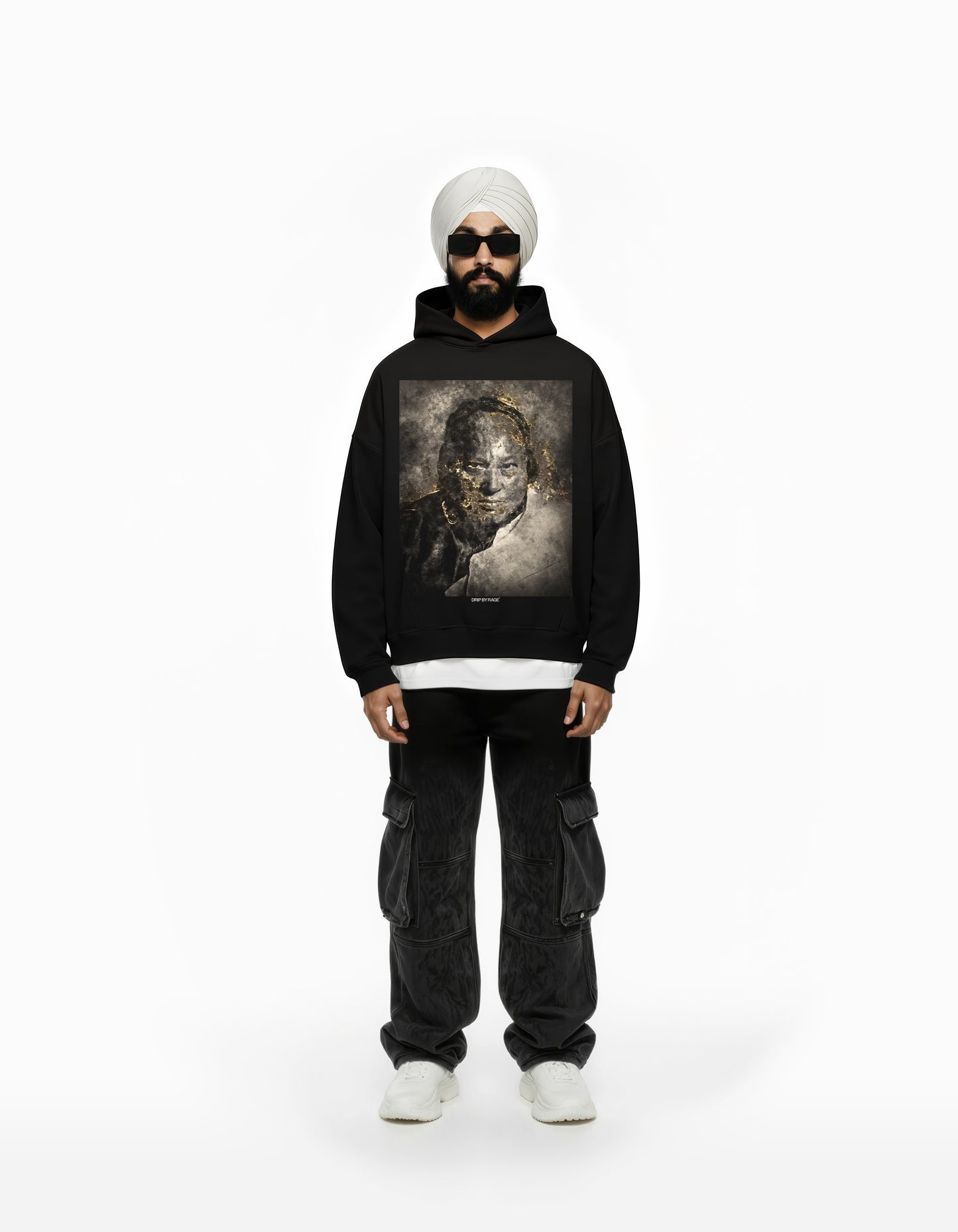 NUSRAT GOLD LEAF SUN FADED BOXY HOODIE