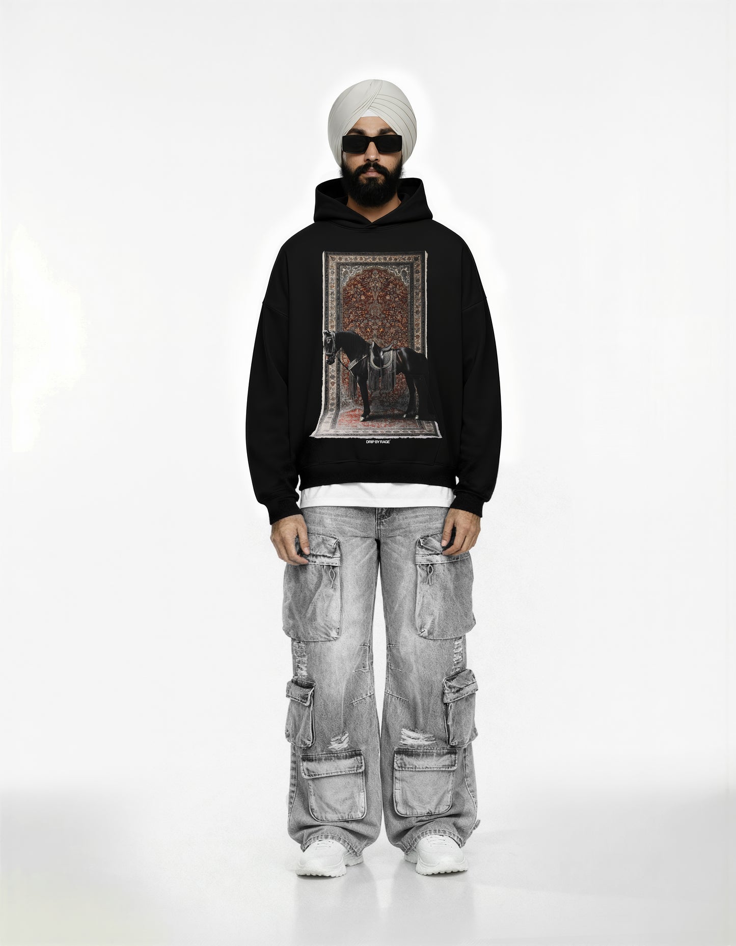 ROYALTY BIG PRINT SUN FADED BOXY HOODIE